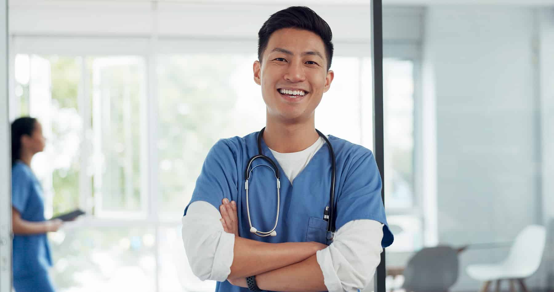 Nurse smiling for healthcare