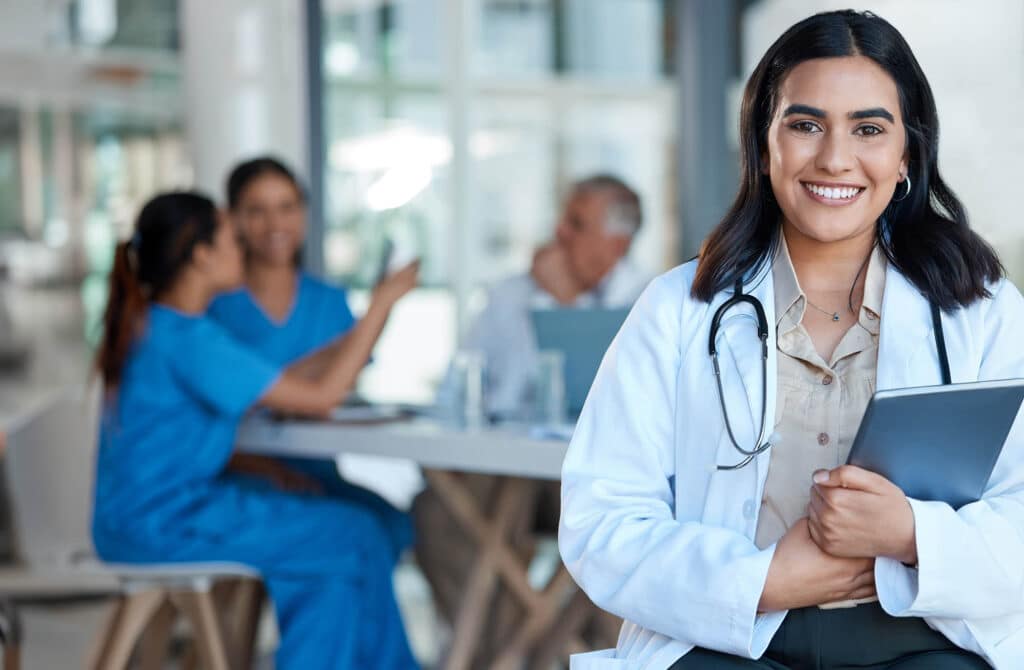 Healthcare, doctor on tablet for medical analysis