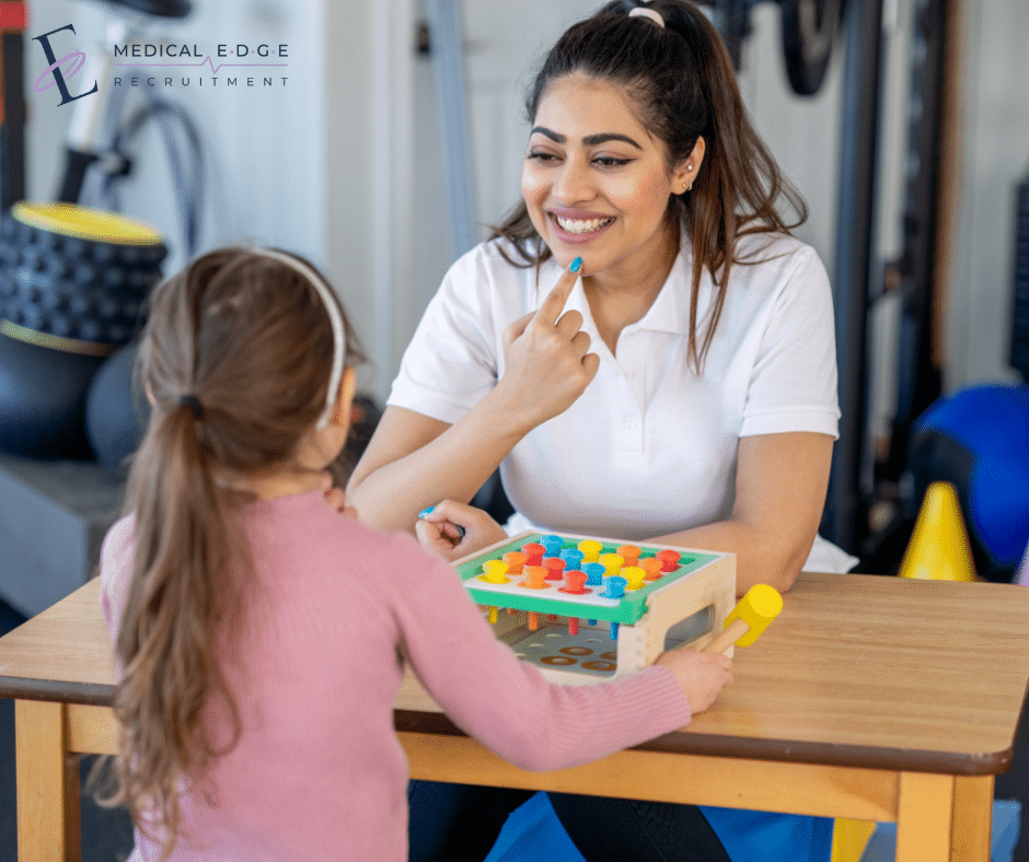 Speech Language Pathologist with child